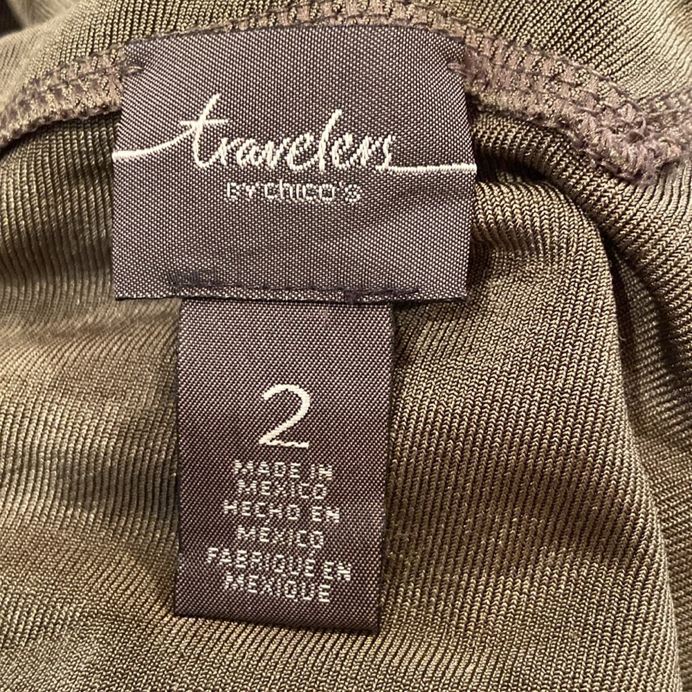 Chico's Olive Green Tunic Top Size 2 - Picture 5 of 7
